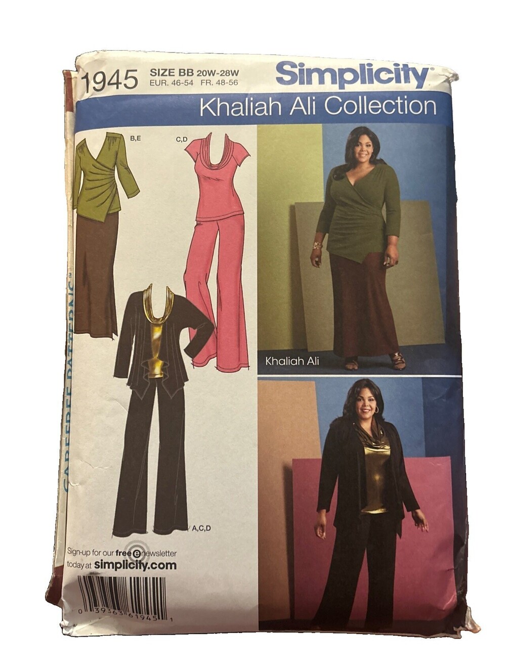 Simplicity 1945 Women's Pants Skirt Tops Cardigan Size 20W-28W Plus Size FF New